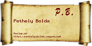 Pethely Bolda névjegykártya